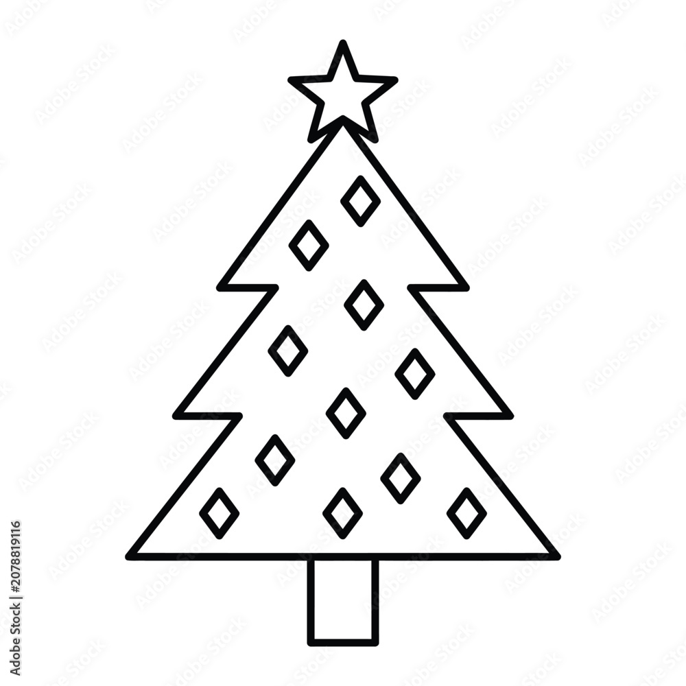 Fototapeta premium Christmas tree with star and ornaments