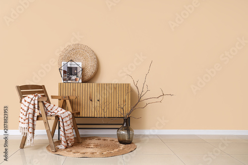 Interior of room with woode...