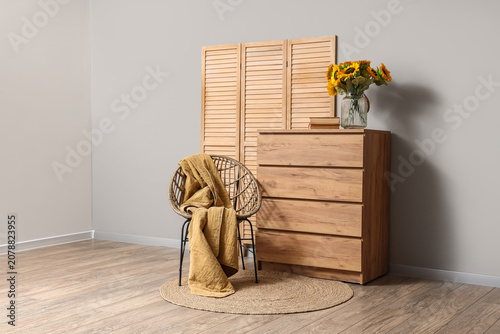 Interior of light room with...