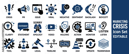 Photos Marketing crisis management and public relations flat icons set