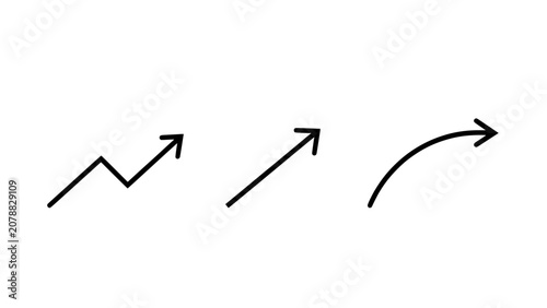 Arrows Set with Upward Movement Symbols in Minimal Line Style for Growth Direction and Progress Concept
