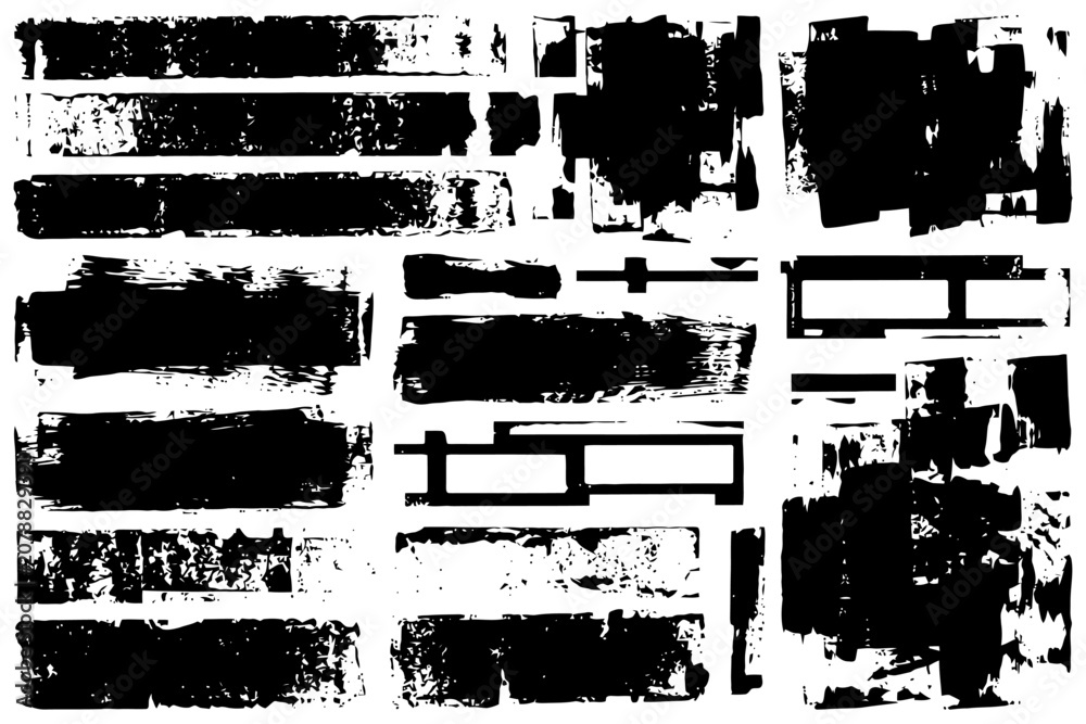 Fototapeta premium Grunge black paint textures and brush strokes in abstract patterns.