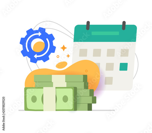 Salary wages budget payroll, tax loan scheduling calculating icon vector graphic modern, finance payment accounting automation management illustration, cash workflow estimation process clip art
