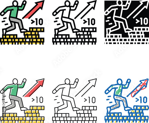 Obraz na plátne galloping inflation color icon vector