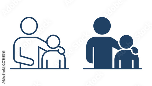 Konstfotografi Symbol of Comfort and Support: Two stylized figures, one adult and one child, are depicted with a comforting gesture, symbolizing care, guidance, and emotional connection