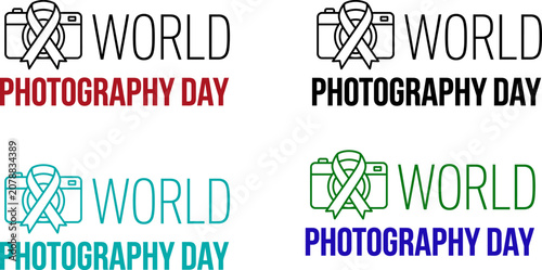 World photography day colorful logos vector set