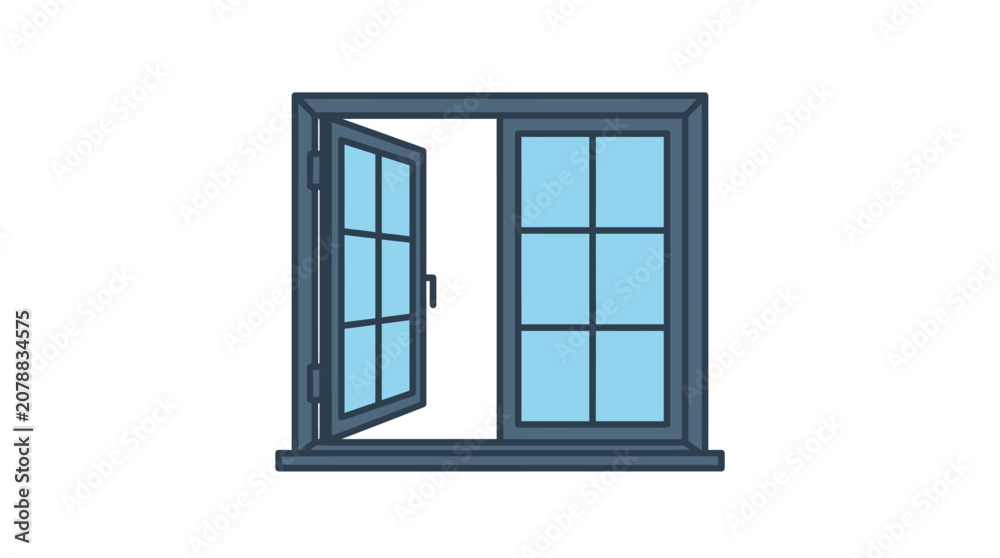 Obraz premium Open Window with Glass Pane.
