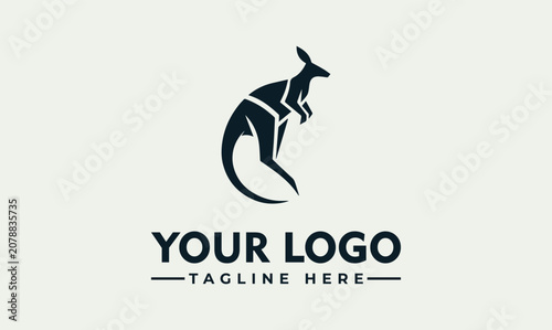 Valokuva Elegant jumping kangaroo and joey vector logo illustration, a scalable graphic d
