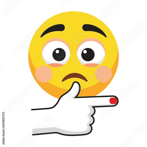Fotografía Shy Emoji with Hand Touching Fingertip Expressing Hesitation or Social Awkwardne