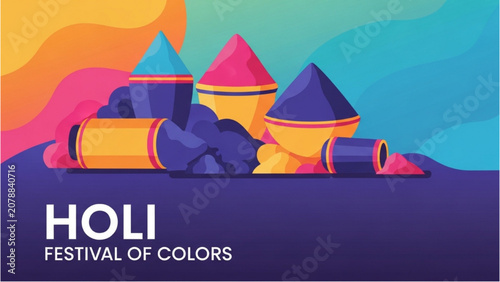 Canvas Print People celebrate Holi festival with colorful powders and vibrant emotions