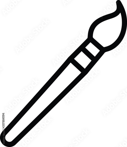 Vector silhouette of a paintbrush artistic tool for painting and drawing