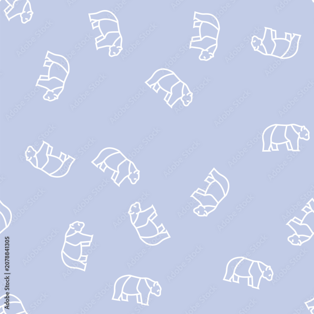 Fototapeta premium panda animal in zoo vector line seamless pattern panda animal in zoo sign illustration