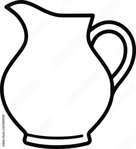 Vector pitcher silhouette black outline graphic for kitchenware restaurant or beverage design projects