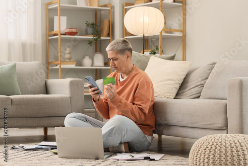 Mature woman in debt with c...