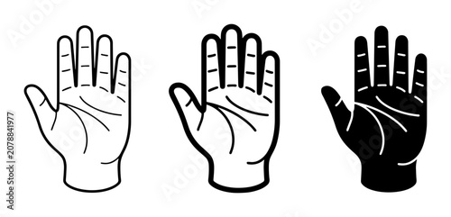 Foto Palmistry Hand Icons, Silhouette and Outline, Fortune Telling Symbols, Human Ana
