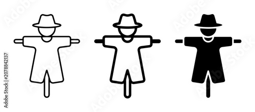 Canvastavla Scarecrow Icons Set: Outline, Filled Outline, and Solid Black Vector Graphics fo