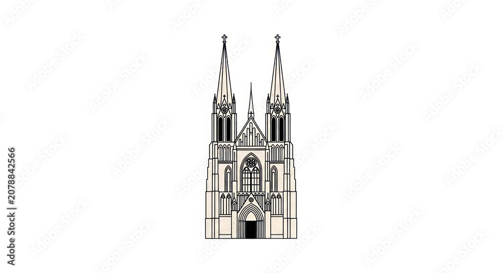 Obraz premium Gothic cathedral architecture drawing sketch.