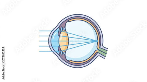 Diagram of the Human Eye Showing Light Rays Focusing.