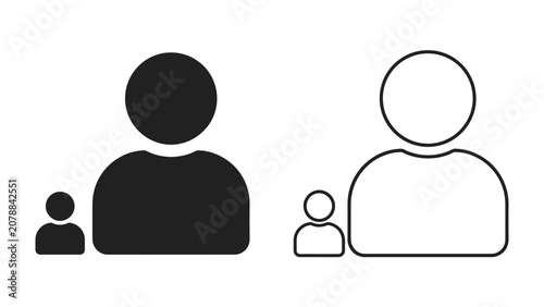 Schilderij op canvas User Profile Icon: A simple and clear representation of user profiles, showing an adult icon next to a smaller child icon, suitable for profile pictures and user interface design