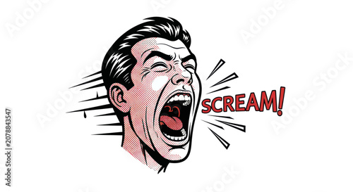 Obraz na plátně Man screaming in shock and anger.