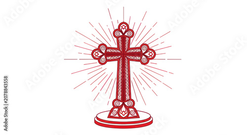 Fotografie Red Christian Cross Symbol Religious Icon.