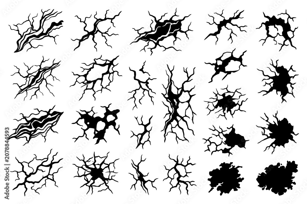 Obraz premium Collection of various cracked earth patterns.