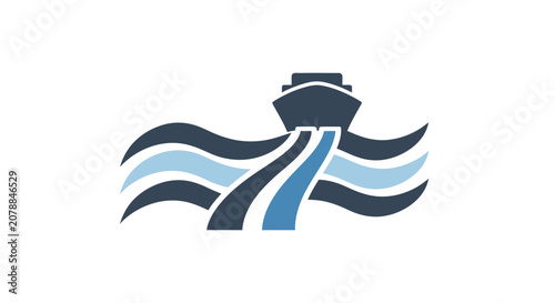 Bild auf Leinwand Cruise ship sailing through ocean waves.