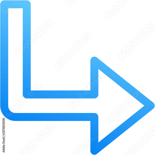 Photography Subdirectory right icon with blue gradient stroke outline for subdirectory right
