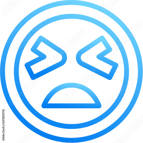 Canvas-taulu Tired sleepy emoji icon with blue gradient stroke outline for tired sleepy emoji