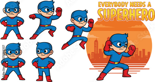 Superhero clipart poses, printable superhero boy action stances, kids superhero coloring sheets, digital superhero character, instant download hero