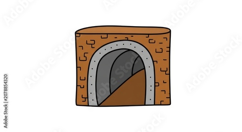 brick tunnel entrance illustration.