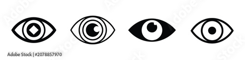 Quadro su tela Eye Icon, Minimal Look and Vision Vector Graphic Featuring Outline and Solid Sty