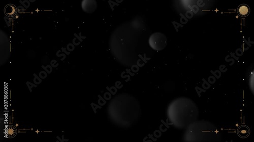 Frame featuring celestial moon phase icons serves as an elegant border for mystical content.