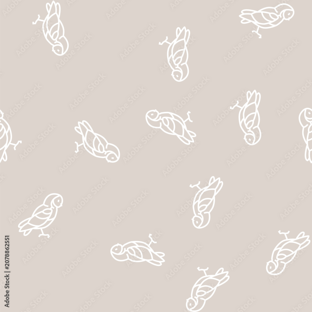 Obraz premium owl bird vector line seamless pattern owl bird sign illustration