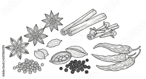 Bild auf Leinwand A collection of various spice ingredients.