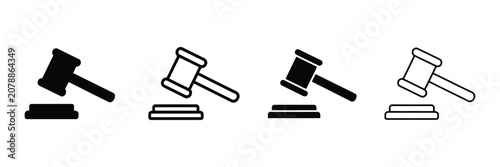 Schilderij op canvas Gavel Icon, Auction Hammer Vector Graphic with Outline and Solid Styles for Just