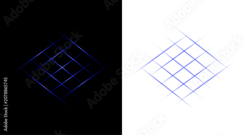 Light effect blue grid patterns on black transparent background.