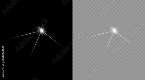 Light effect glowing starburst on black and transparent backgrounds