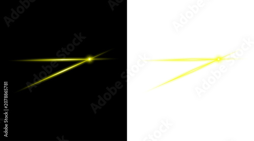 Light effect yellow lens flare on black and transparent background.
