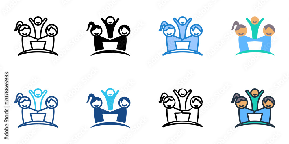 Fototapeta premium Parenting teamwork icons set multiple style collection. Editable stroke 