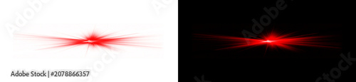 Foto Red light streak flare isolated on transparent background for digital special effects design element overlay graphic asset with glowing star burst rays