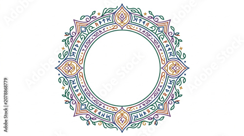 Intricate Circular Mandala Design with Floral Elements.