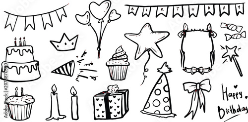 elements set of birthday party event for editable design