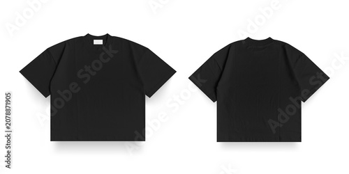 Canvastavla Blank T Shirt color black template front and back view on white background