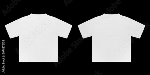 Photography Blank T Shirt color white template front and back view on black background