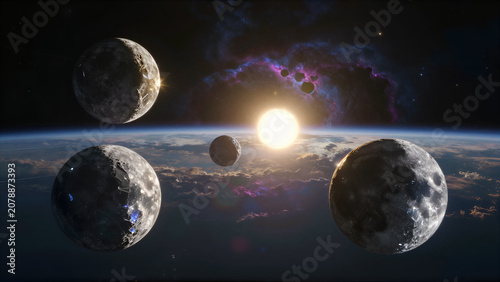 Galactic Convergence: Moons Orbiting in a Quintuple Star System