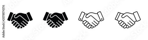 Bild auf Leinwand Handshake Icon, Contact Agreement Vector Graphic Featuring Outline and Solid Sty