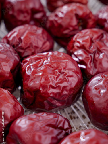 Konstfotografi Red Xinjiang Jujube Dates - Traditional Chinese Dried Fruit on Bamboo Mat