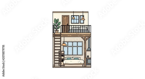 Two Story House Cross Section Blueprint.