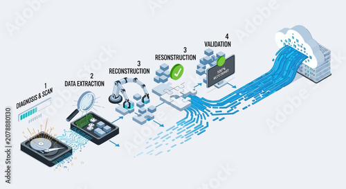 Принти на полотні Water treatment process diagram illustration.